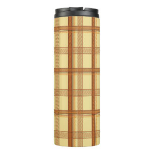 Warm Caramel Brown Plaid Aesthetic Thermal Tumbler