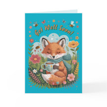 Warm & Cheerful Cosy Woodland Fox Get Well Soon!