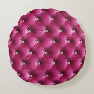 Warm Chic Pink Faux Velvet Round Cushion