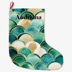 Warm Chic Sage Green Mint Large Christmas Stocking