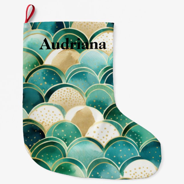 Warm Chic Sage Green Mint Large Christmas Stocking (Front)