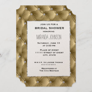 Warm Chic Soft Gold Faux Velvet Bridal Shower Invitation
