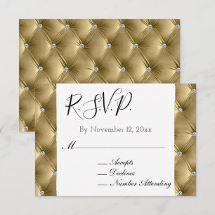 Warm Chic Soft Pretty Gold Velvet Wedding RSVP Enclosure Card