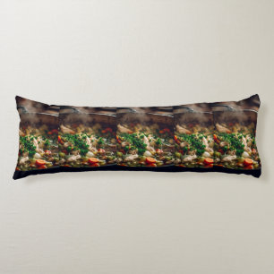Warm Chicken Soup Steam Art – Rustic Home Cooking  Body Cushion