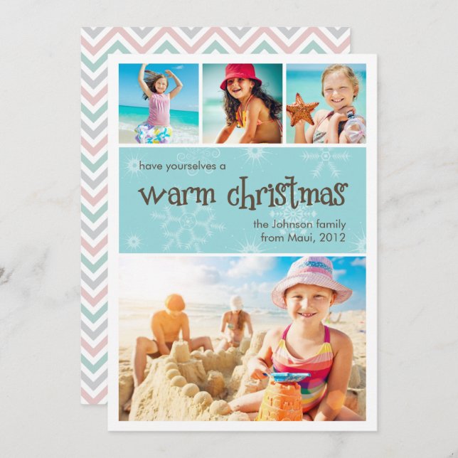 Warm Christmas 4 Photo Holiday Card (Front/Back)