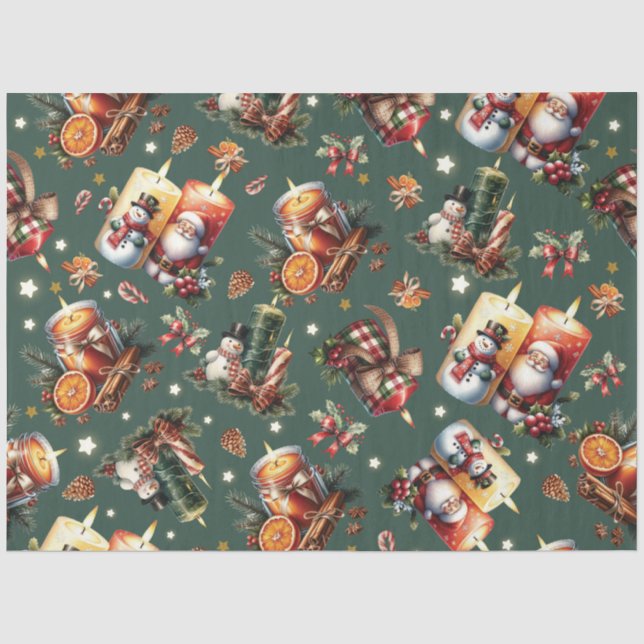 Warm Christmas Candles Tissue Paper (Front)