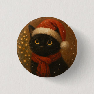 Warm Christmas Cat 3 Cm Round Badge