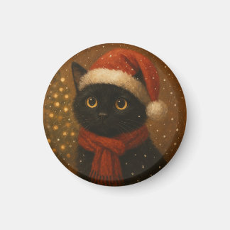 Warm Christmas Cat Magnet