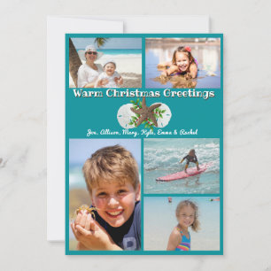 Warm Christmas Multi-photo Family Flat Greeting Holiday Card