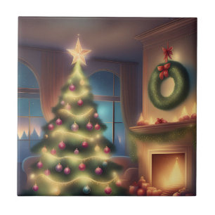 Warm Christmas Tree Ceramic Tile