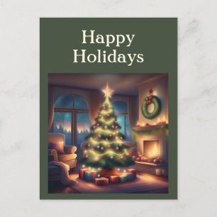 Warm Christmas Tree Holiday Postcard