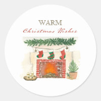 Warm Christmas Wishes Cosy Winter Fireplace