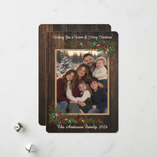 Warm Christmas Wishes Family Photo Holiday Card