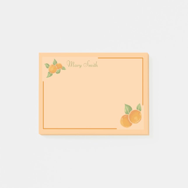 Warm Citrus Orange Border Design Post-it Notes (Front)