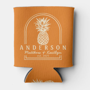 Warm Citrus Pineapple Wedding Arch & Name Can Cooler