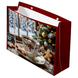 Warm Coffee and Gingerbread Cookies Christmas Large Gift Bag