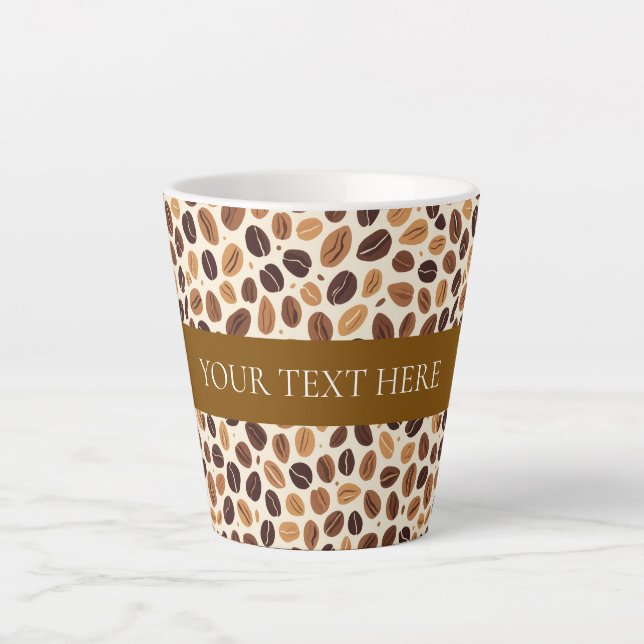 Warm Coffee Bean Roast Tones Seamless Pattern Latte Mug (Front)
