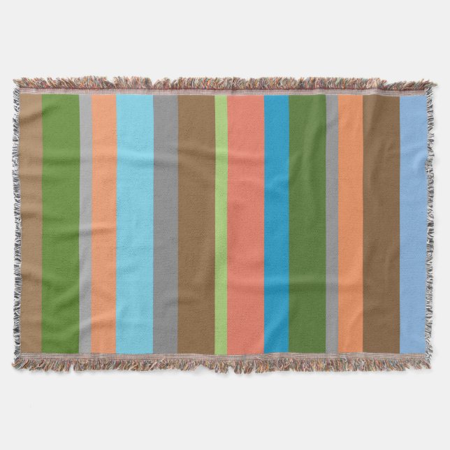 Warm color tones striped Throw Blanket (Front)