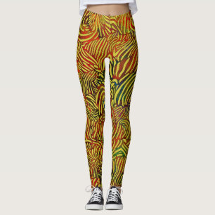 Warm Colored Zebra Stripes Leggings