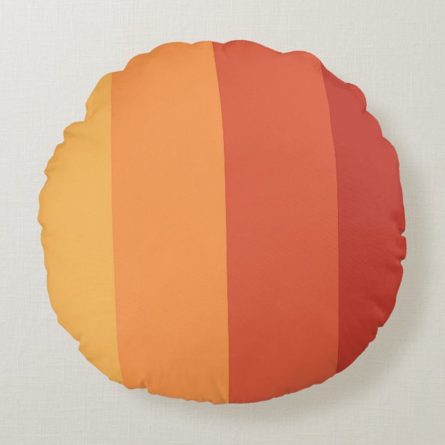 Warm colors - retro shades stripes  round cushion (Front)