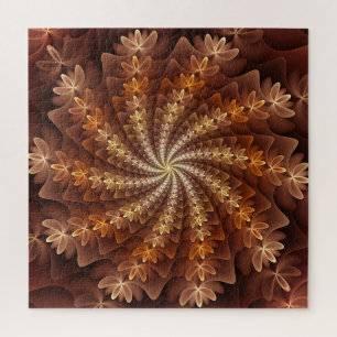 Warm Colors, Trippy Modern Fractal Art Pattern Jigsaw Puzzle