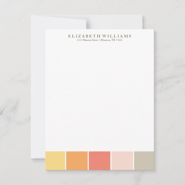 Warm Colour Blocks Custom Flat Thank You Notes Invitation (Front)