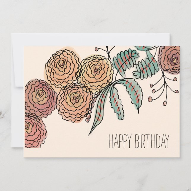 Warm Colour Carnation Flower Botanical Art Card (Front)