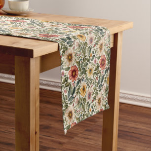 Warm Colour Roses Botanical Short Table Runner