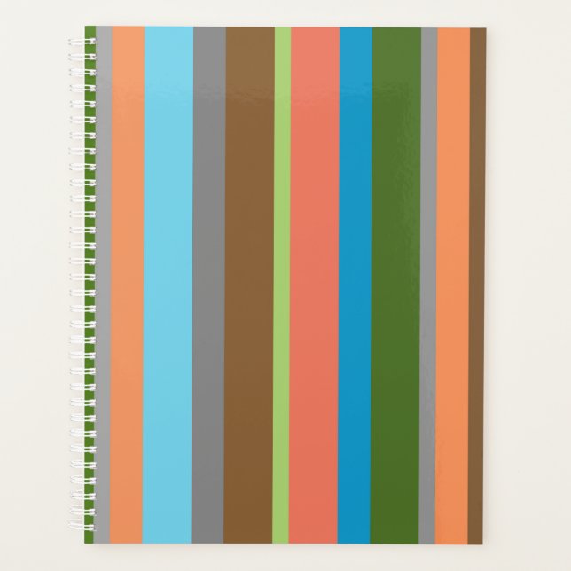 Warm colour tones striped Planner (Front)