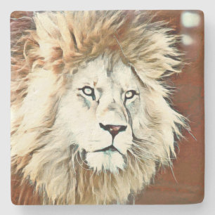 warm coloured animal lion stone coaster