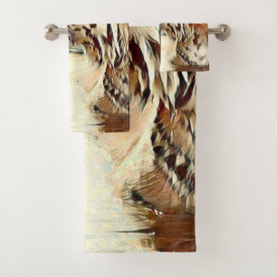 warm coloured swimming tiger bath towel set