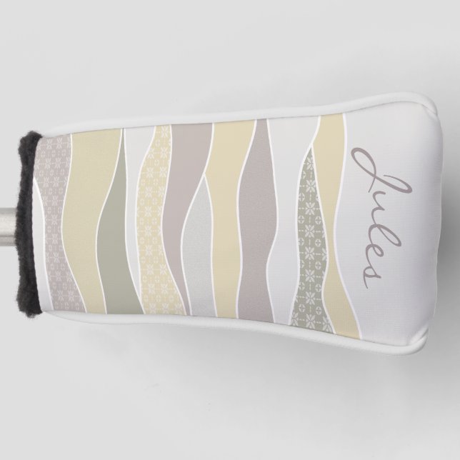 Warm Coloured Waves Add Name Golf Head Cover (Front)