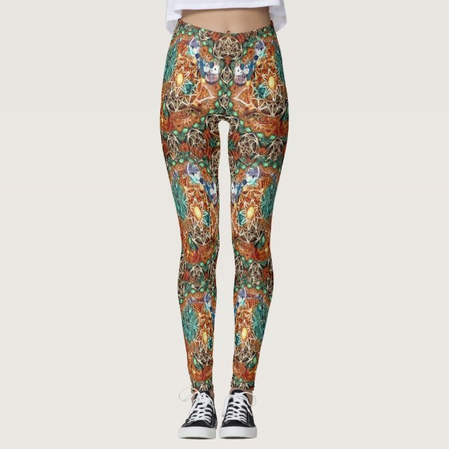 Warm Colourful Modern Leggings by Joya Eve (Front)
