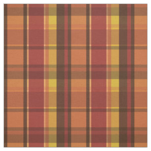 Warm Colours Autumn Theme Plaid Pattern Fabric