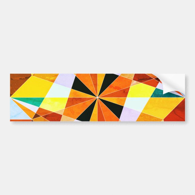 Warm Colours Cool Angular Geometric Shapes Bumper Sticker (Front)