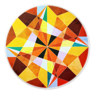 Warm Colours Cool Angular Geometric Shapes Ceramic Knob