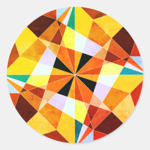 Warm Colours Cool Angular Geometric Shapes Classic Round Sticker