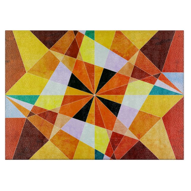 Warm Colours Cool Angular Geometric Shapes Cutting Board (Front)