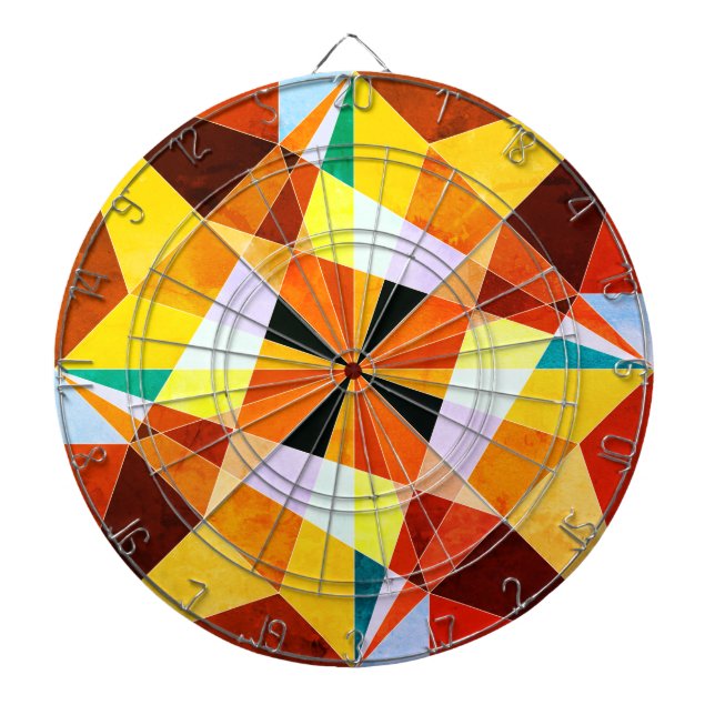 Warm Colours Cool Angular Geometric Shapes Dartboard (Front)