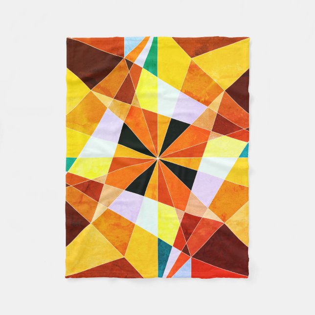 Warm Colours Cool Angular Geometric Shapes Fleece Blanket (Front)