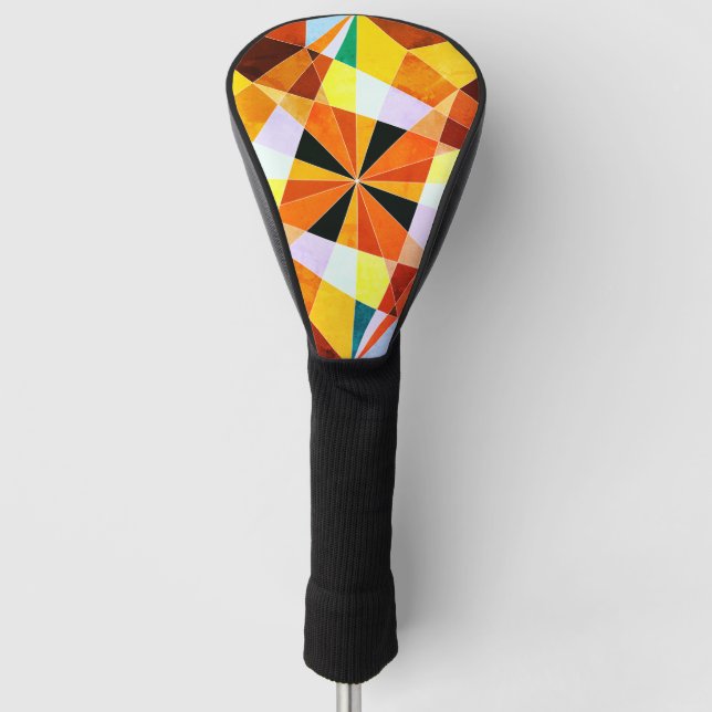 Warm Colours Cool Angular Geometric Shapes Golf Head Cover (Front)