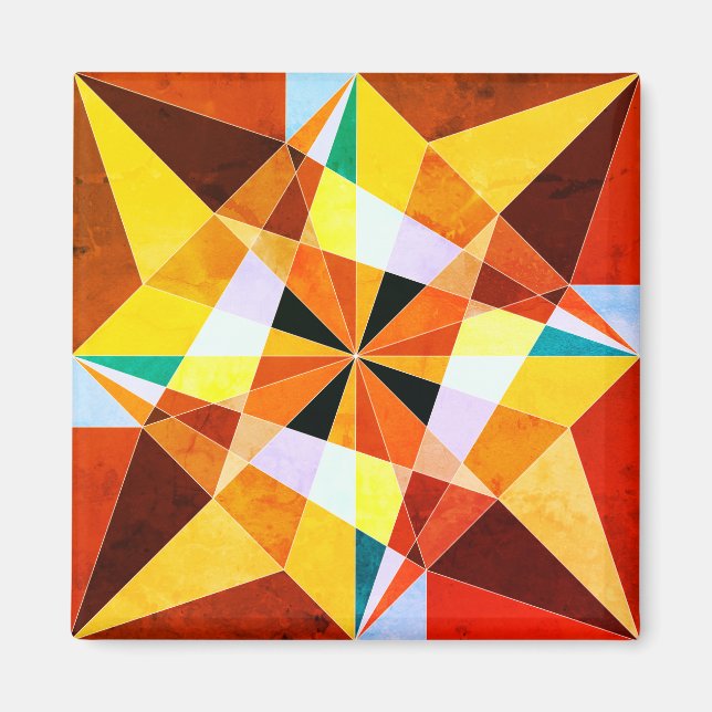 Warm Colours Cool Angular Geometric Shapes Magnet (Front)