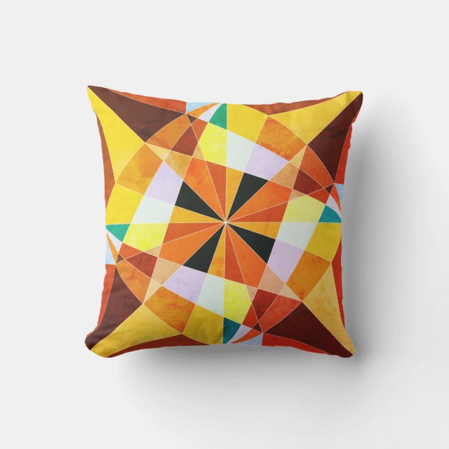 Warm Colours Cool Angular Geometric Shapes Outdoor Cushion (Front)