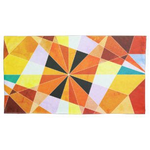 Warm Colours Cool Angular Geometric Shapes Pillowcase