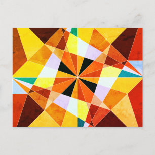 Warm Colours Cool Angular Geometric Shapes Postcard