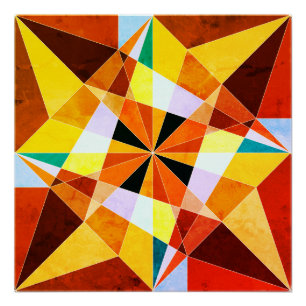 Warm Colours Cool Angular Geometric Shapes Poster