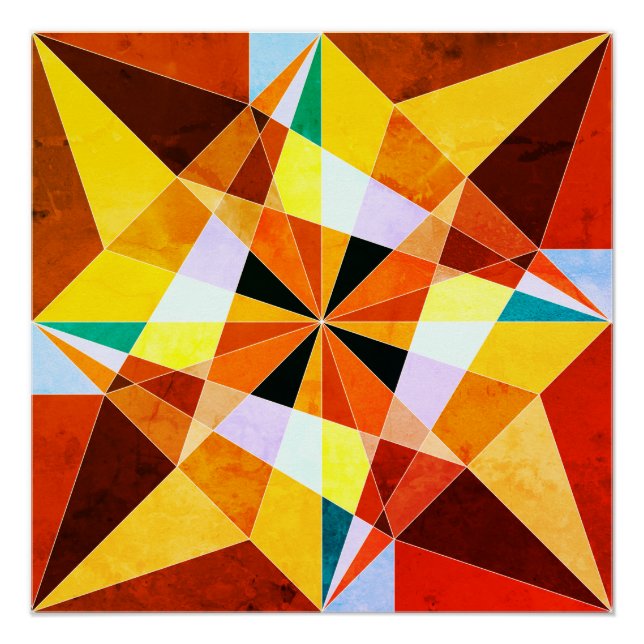 Warm Colours Cool Angular Geometric Shapes Poster (Front)