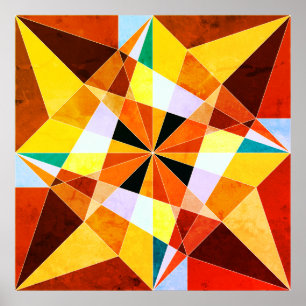 Warm Colours Cool Angular Geometric Shapes Poster
