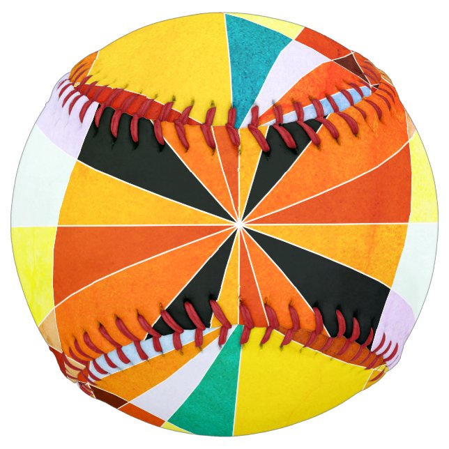 Warm Colours Cool Angular Geometric Shapes Softball (Front)