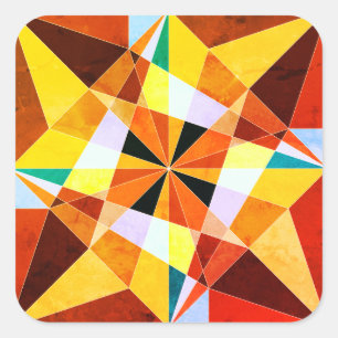 Warm Colours Cool Angular Geometric Shapes Square Sticker